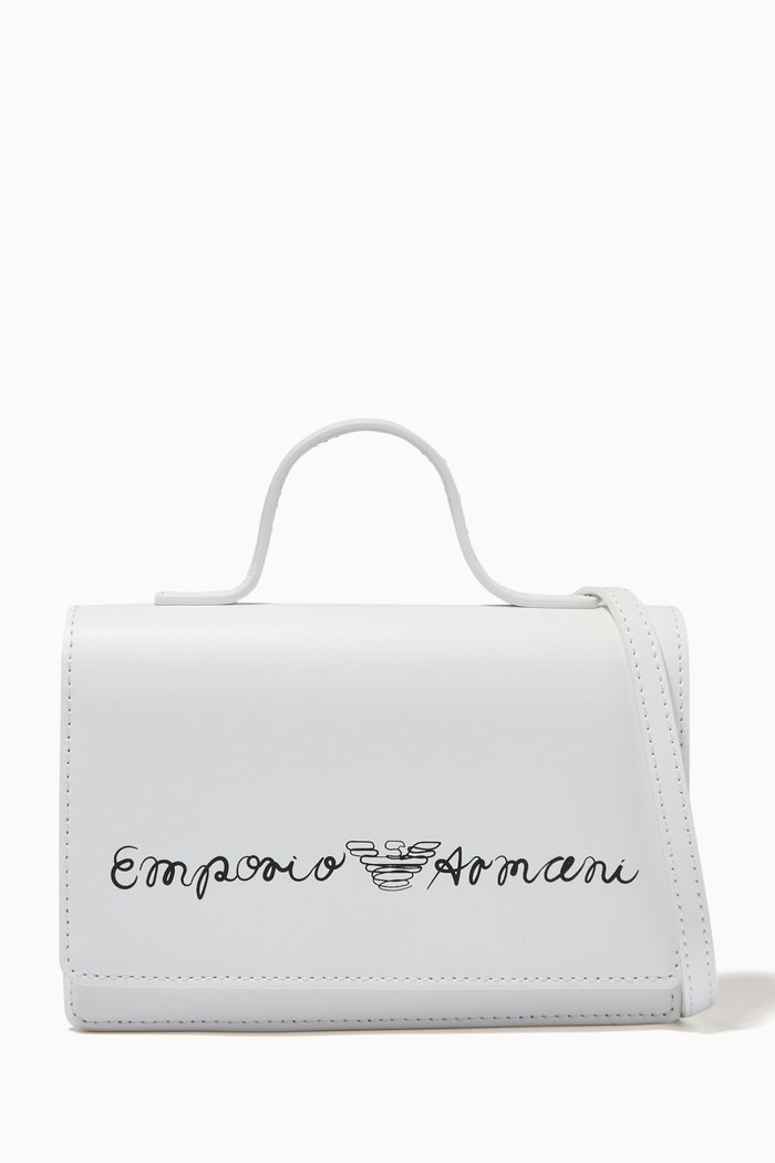 

EA Signature Crossbody Bag in Leather, White