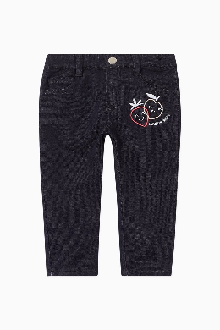 

Fruit Embroidered Denim Jeans, Blue