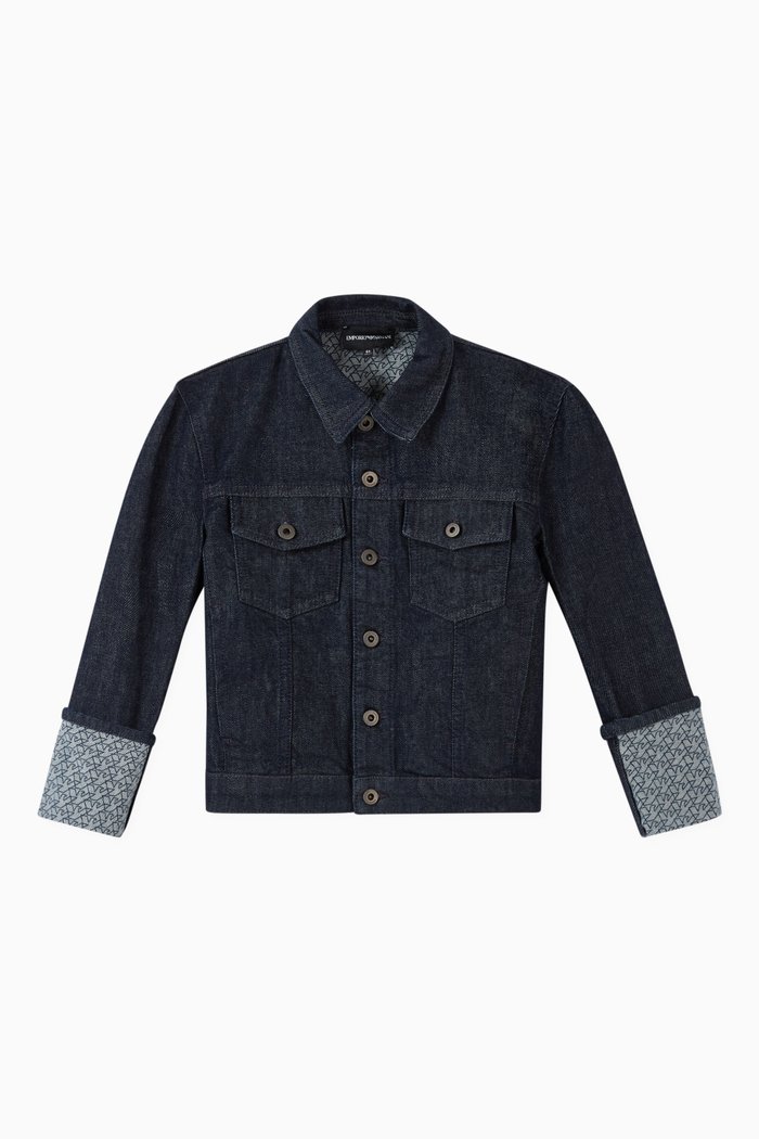 

Eagle Logo Denim Jacket, Blue