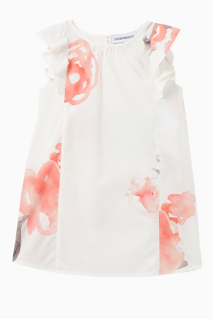 

Macro Rose A-Line Dress, White
