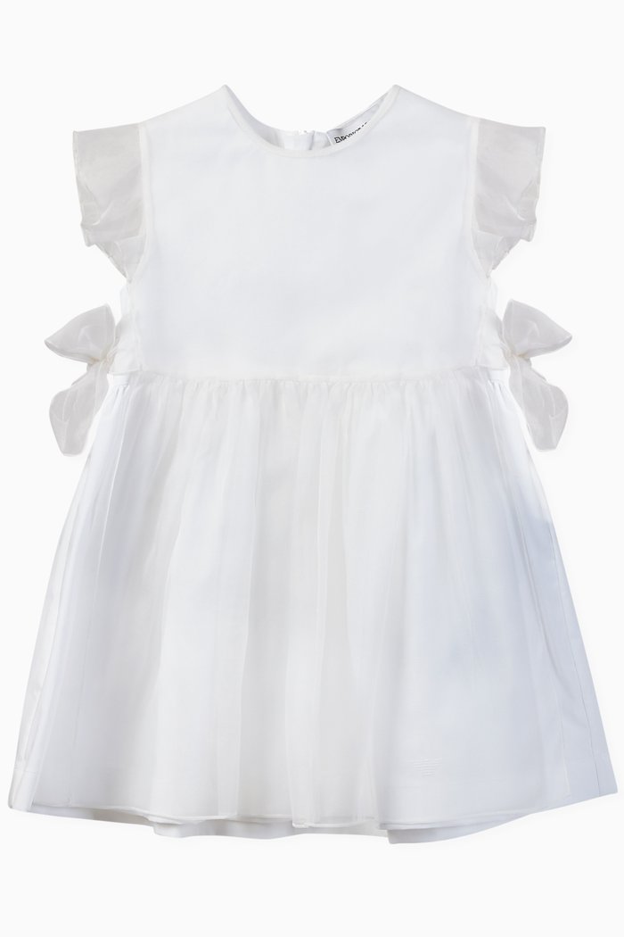 

Bow Detail Organza Overlay Dress, White
