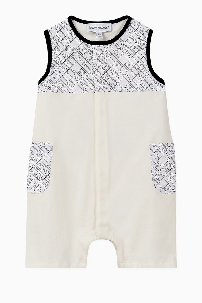 

EA Crossword Cotton Playsuit, White