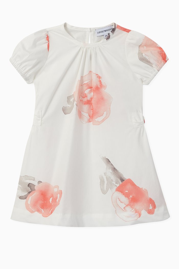

Rose Print Cotton Dress, White