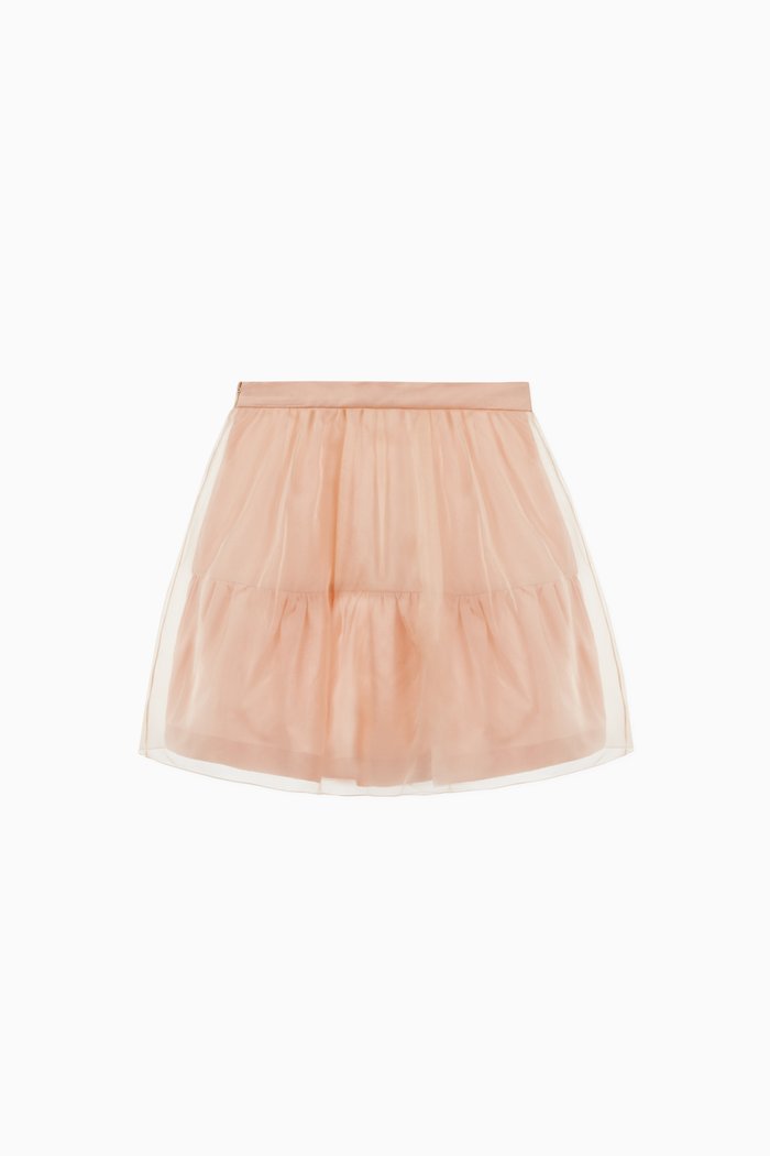 

Tiered Organza & Poplin Skirt, Pink