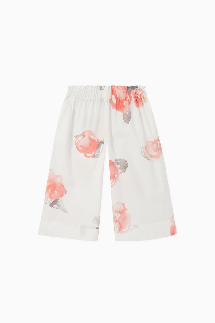 Macro Rose Cotton-Blend Pants, White