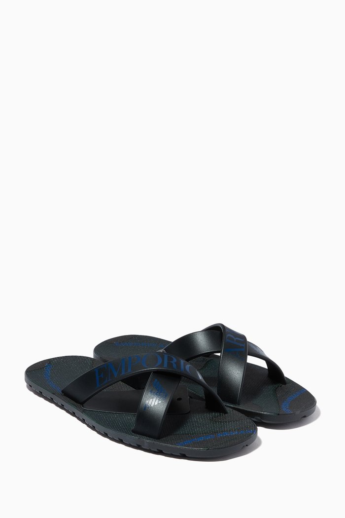 

EA Kriss Kross Camo Slide Sandals, Blue
