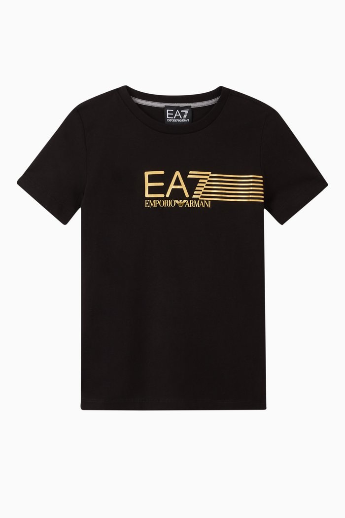 

EA7 Striped Jersey T-Shirt, Black