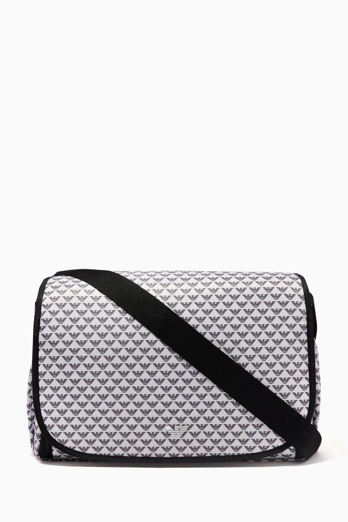 

EA Monogram Diaper Bag in Nylon, Grey