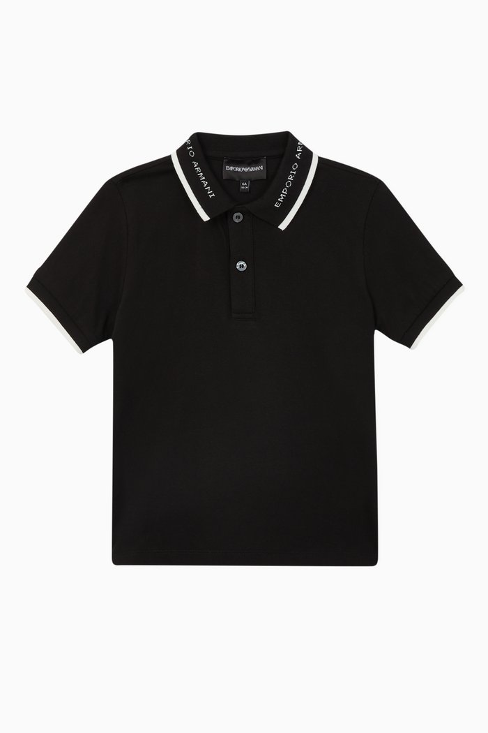 EA Logo Collar Polo Shirt, Black