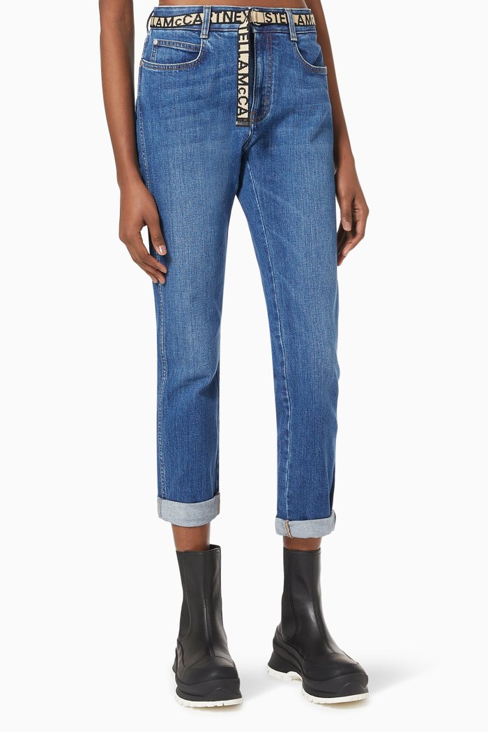 

Skinny Boyfriend Jeans in Stretch Cotton Denim, Blue