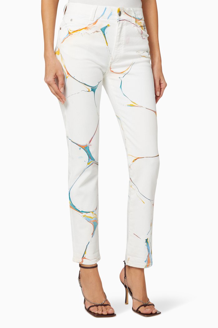 

Marble Organic Cotton Skinny Boyfriend Jeans, White