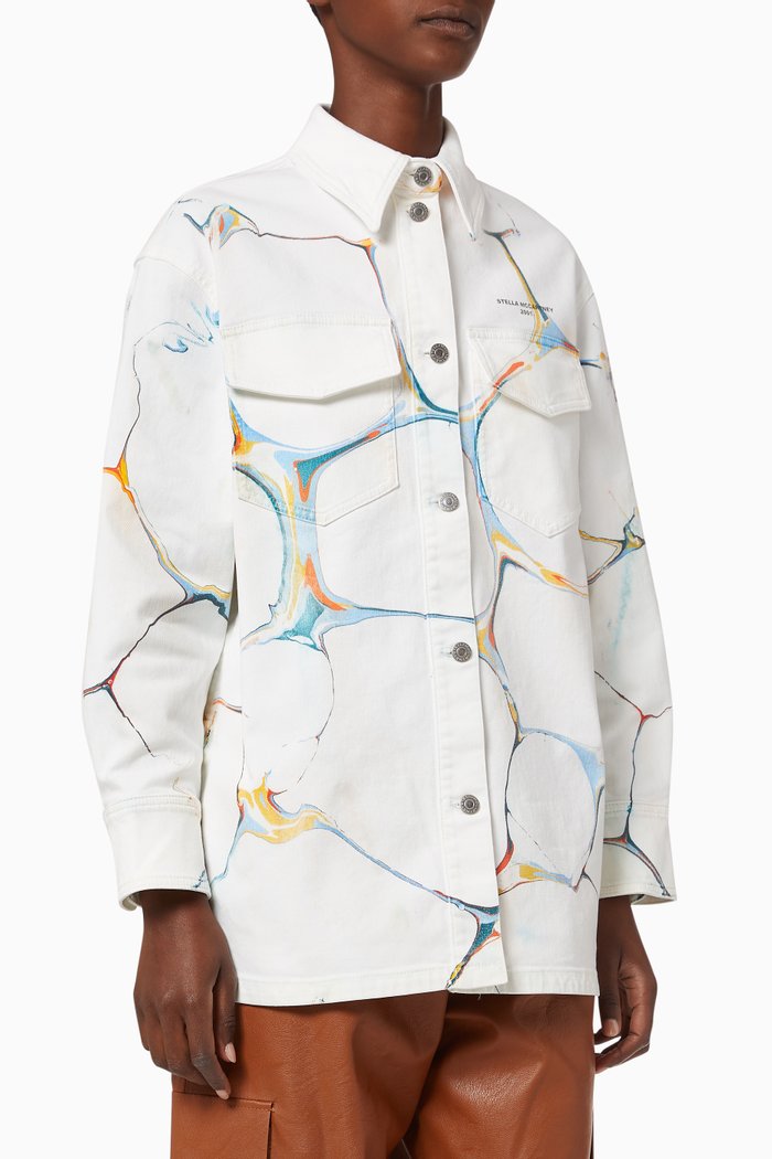 

Marble Organic Cotton Denim Shirt Jacket, White
