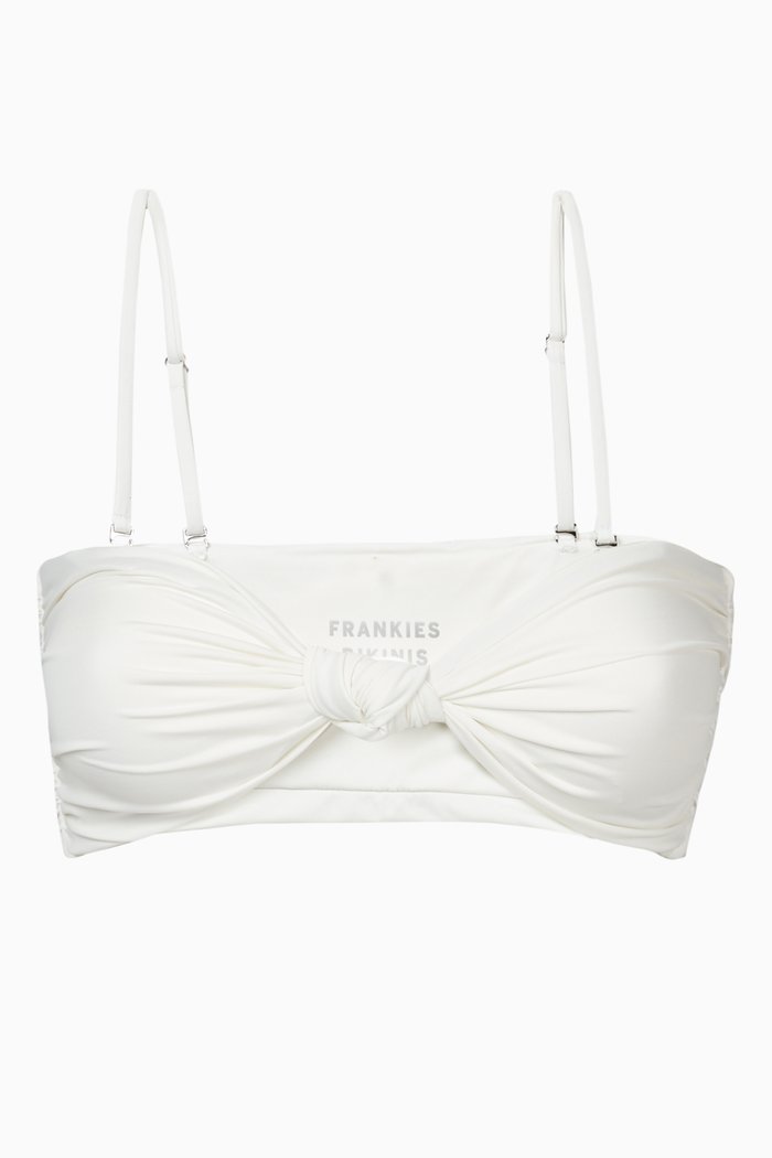 Carrie Knotted Bandeau Bikini Top, White