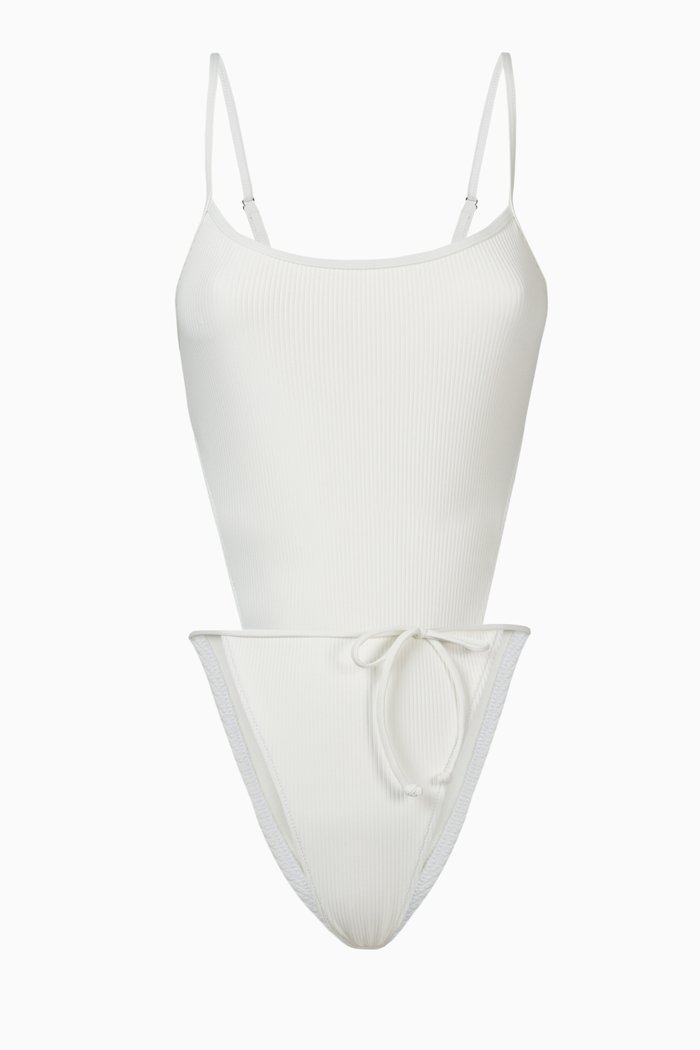 Croft Ribbed One-Piece Swimsuit, White