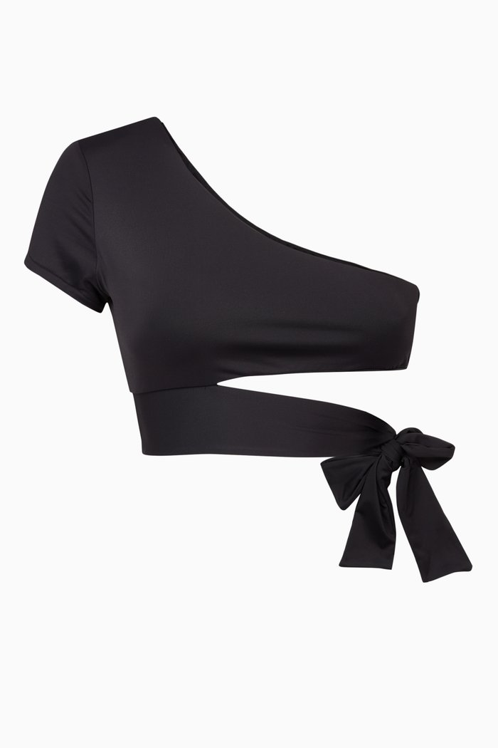 

Puck One-Shoulder Bikini Top, Black