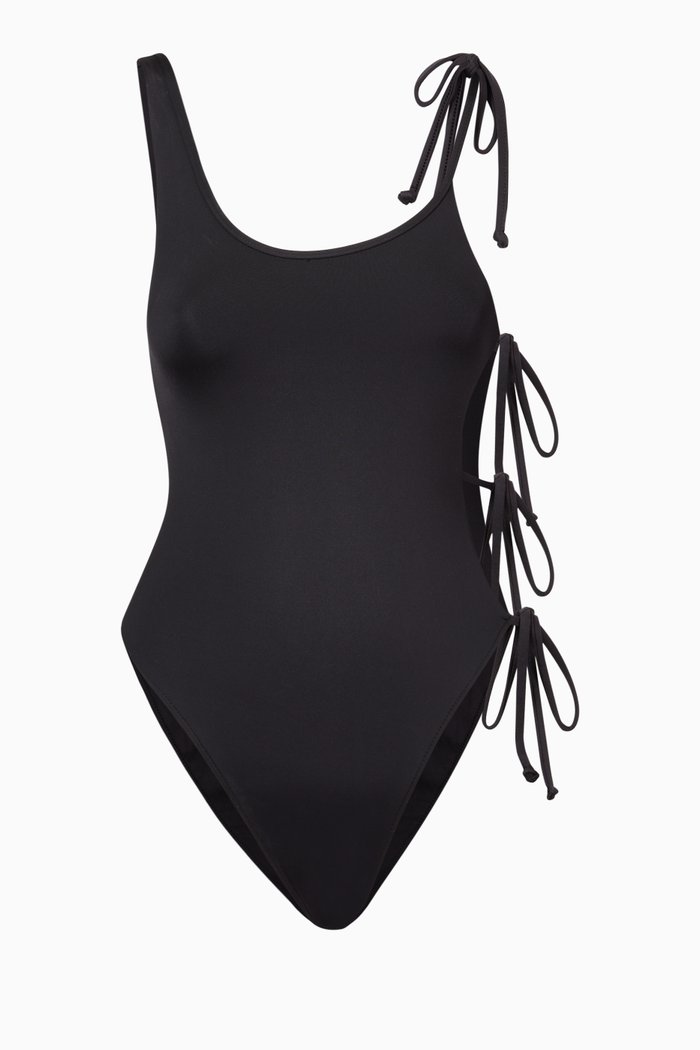 

Honey One-Shoulder One-Piece Swimsuit, Black