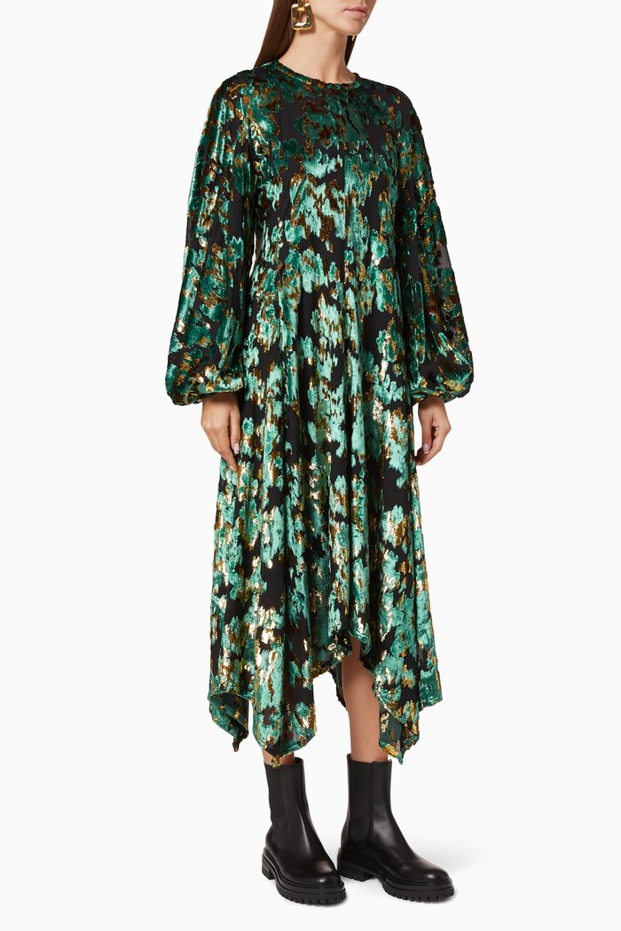 

Gus Asymmetrical Velvet Dress, Multicolour