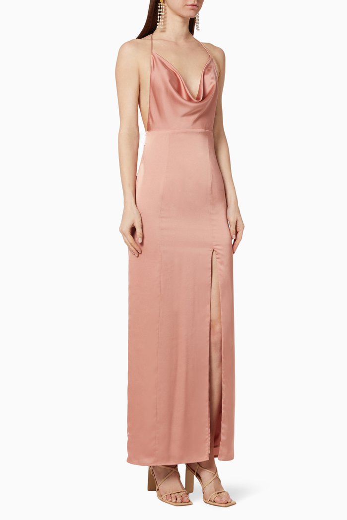 

Satin Column Dress, Pink