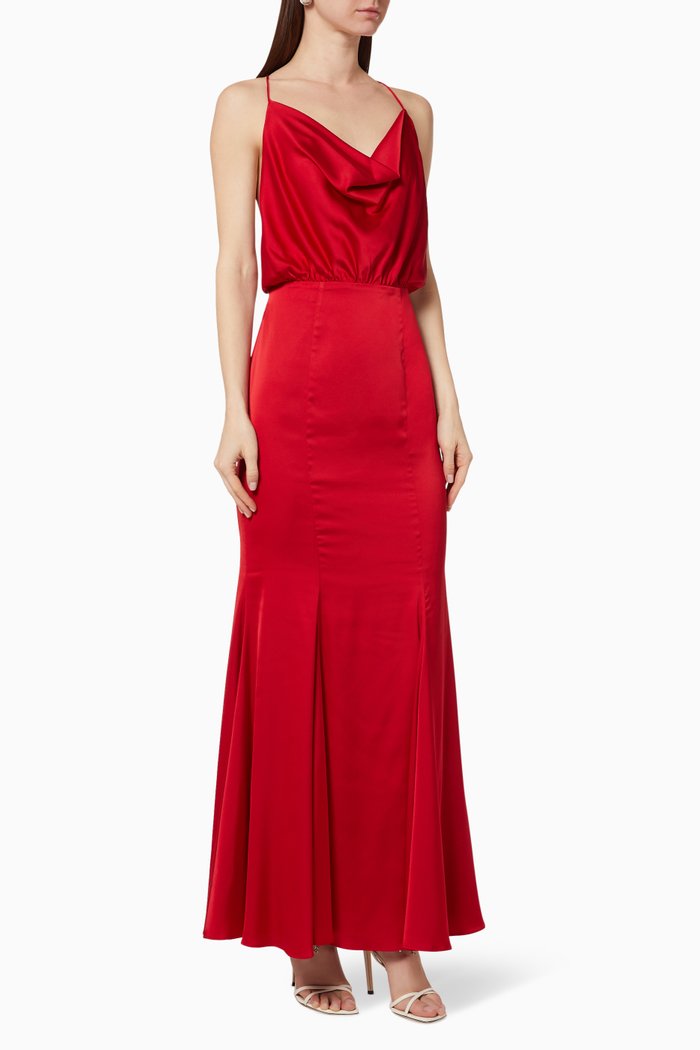 

Cowl Neck Mermaid Dress, Red