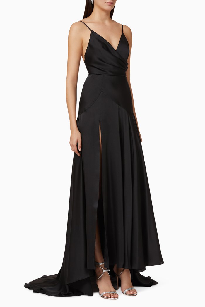 

Peony Draped Dress, Black