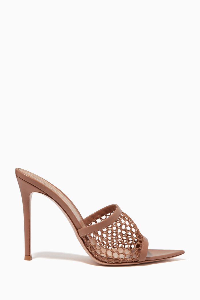

Honeycomb 105 Mules in Fishnet Mesh, Neutral