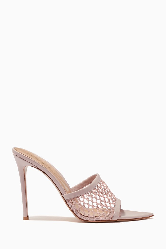

Honeycomb 105 Mules in Fishnet Mesh, Pink