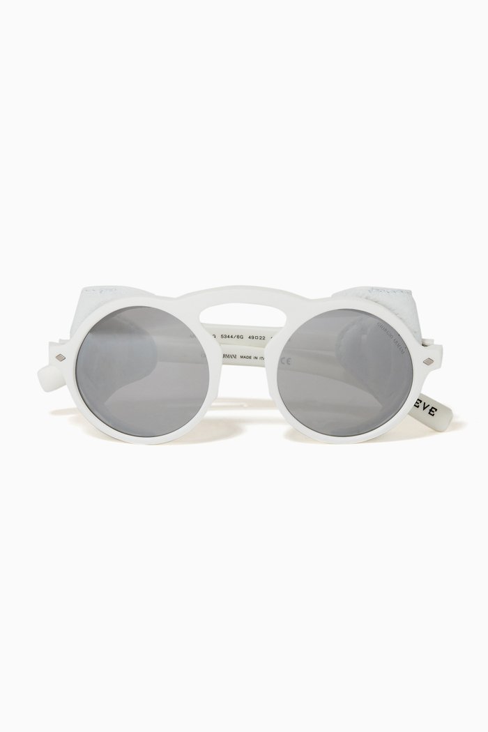 

Round Sunglasses in Acetate, White