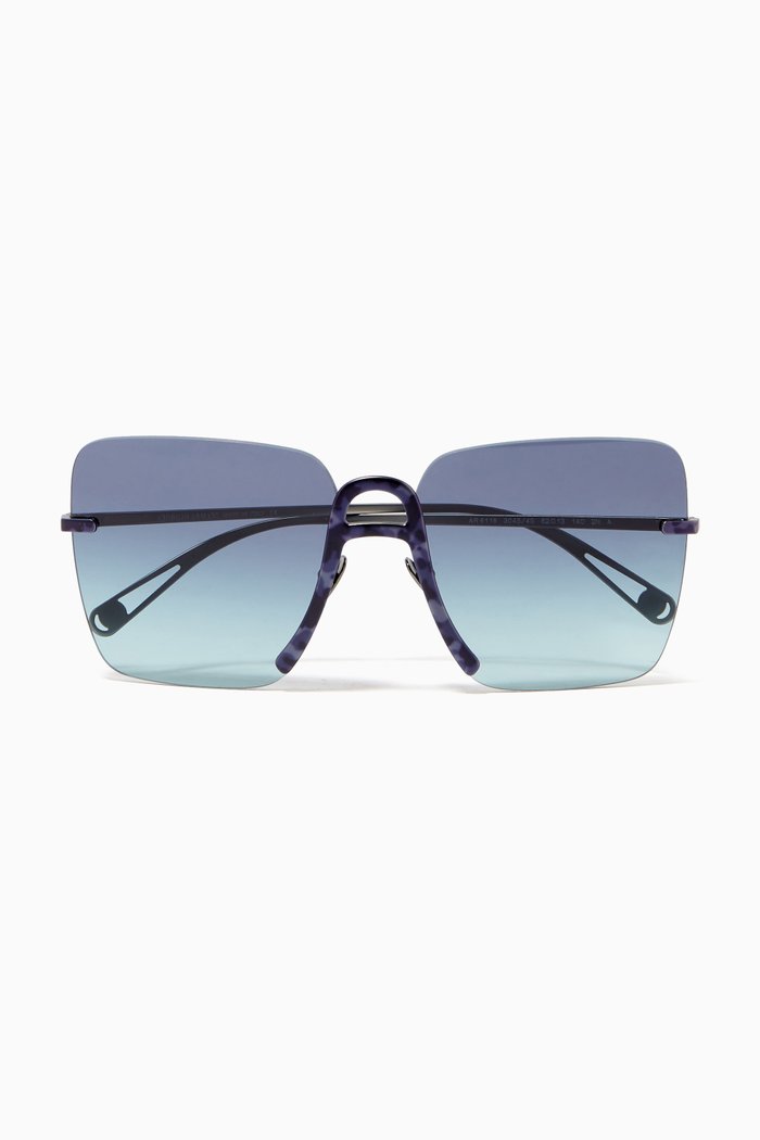 

Square Frame Sunglasses in Metal, Silver