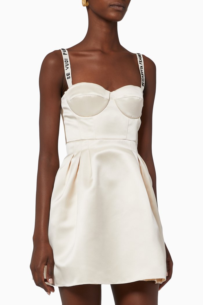 

Duchess Satin Mini Dress, White
