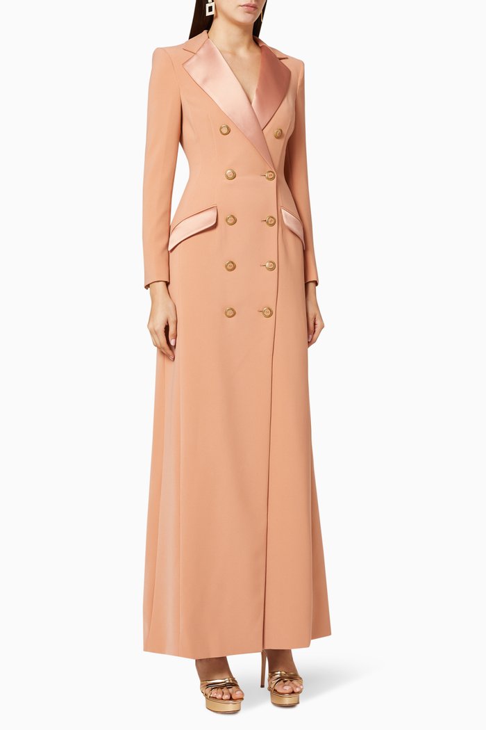 

Crêpe Maxi Blazer Dress, Rose gold