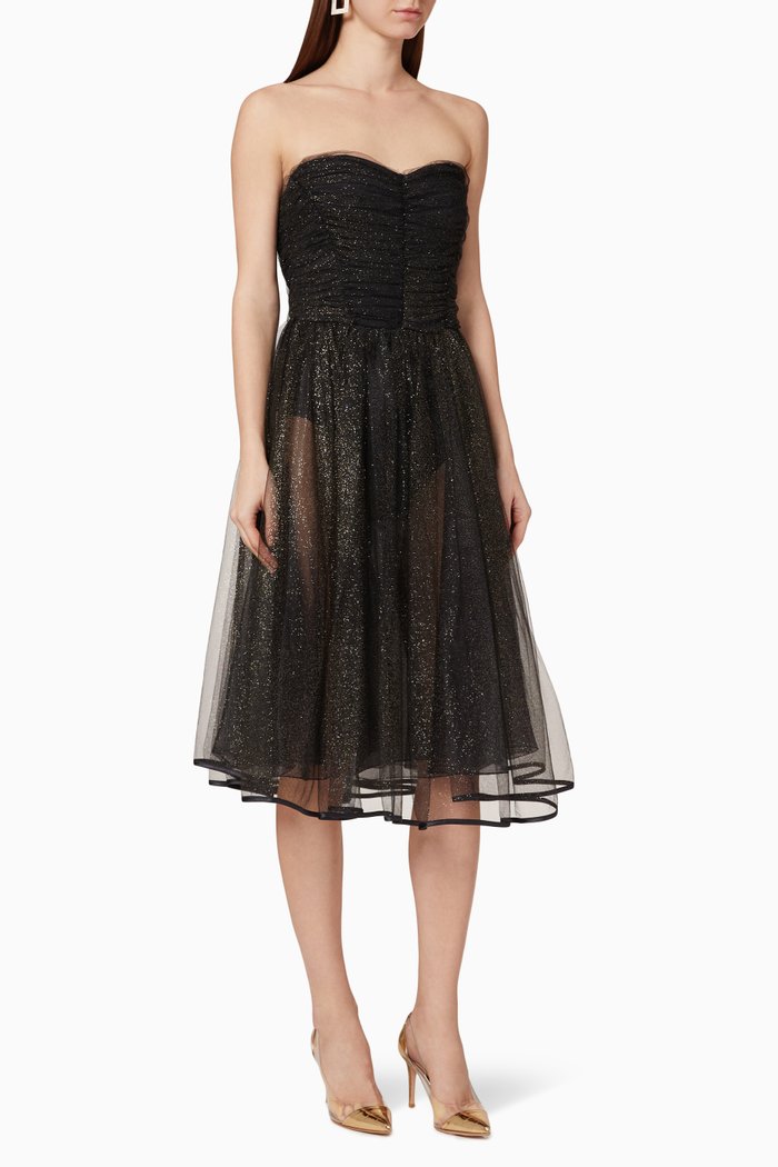 

Glittered Tulle Midi Dress, Black