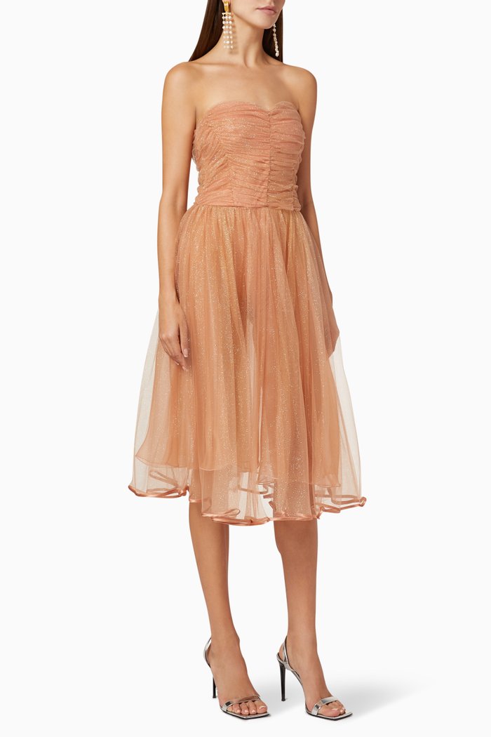 

Glittered Tulle Midi Dress, Rose gold