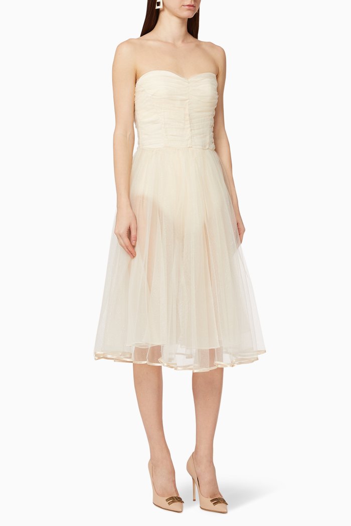 

Glittered Tulle Midi Dress, White