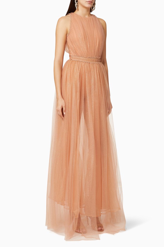 

Glittered Tulle Maxi Dress, Rose gold