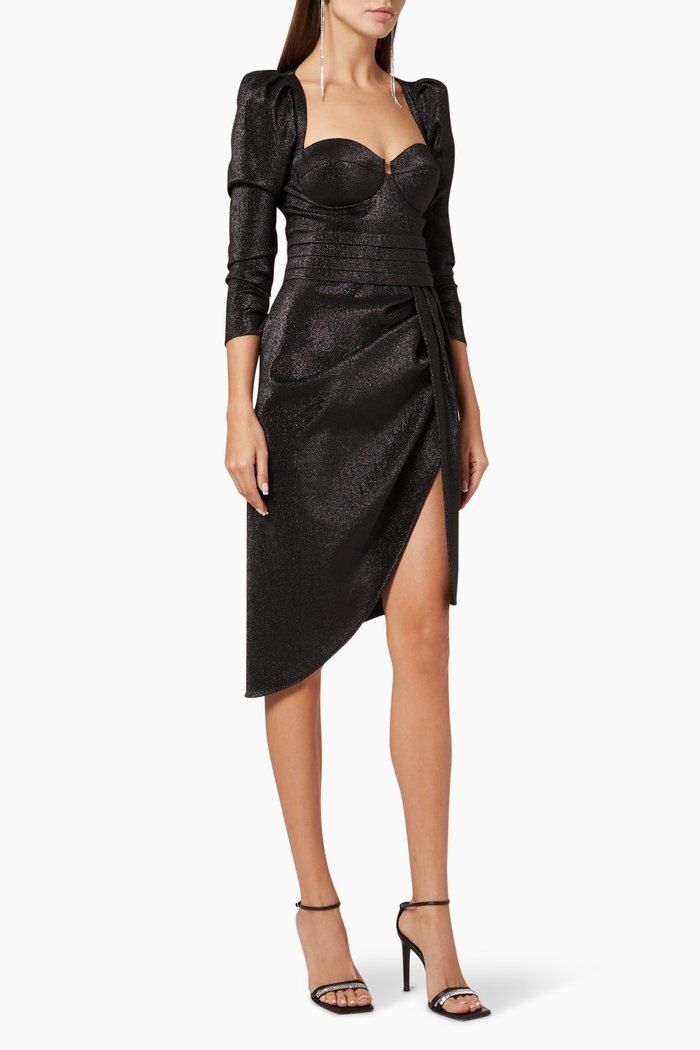 Lurex Mini Dress, Black