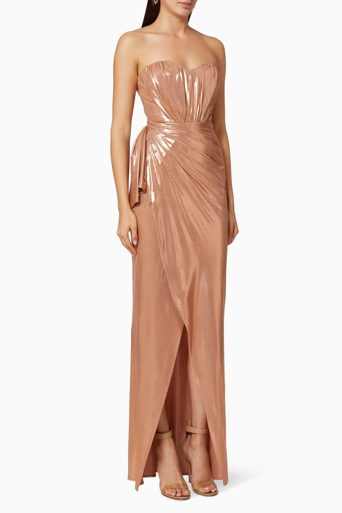 

Laminated Viscose Maxi Dress, Brown