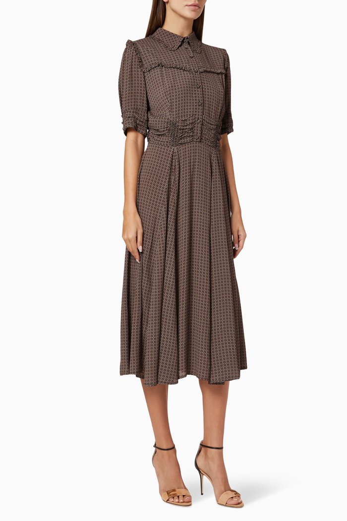 

Monogram Logo Viscose Midi Dress, Black