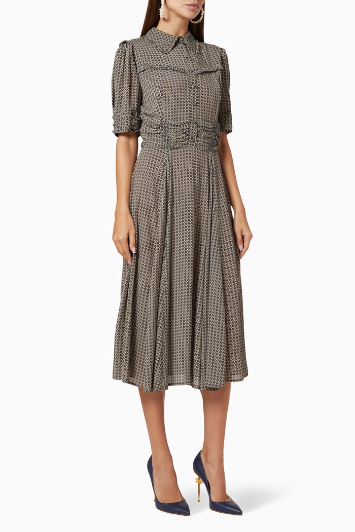 

Monogram Logo Viscose Midi Dress, Blue