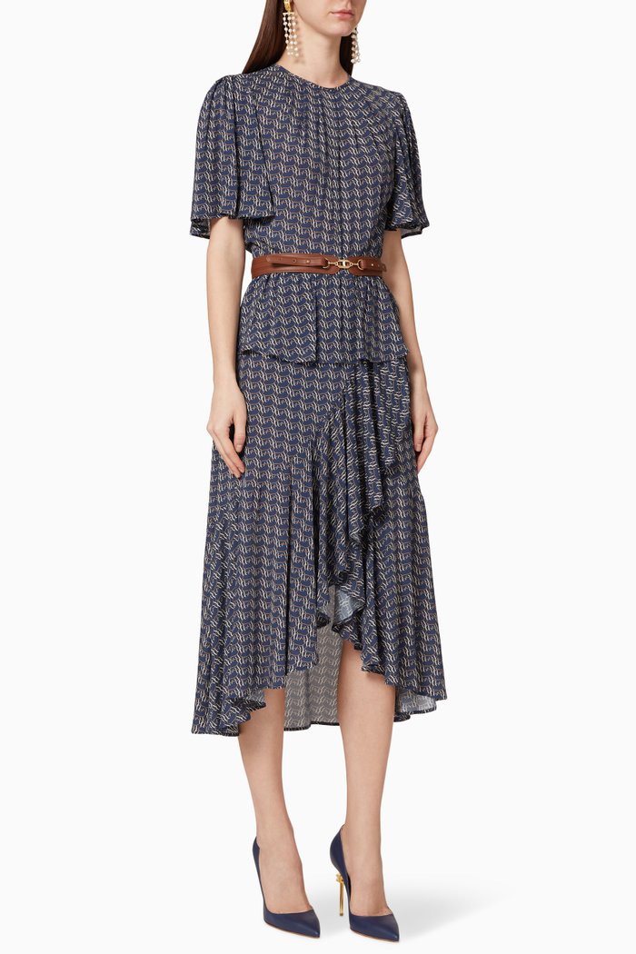 

Belted Viscose Midi Dress, Blue