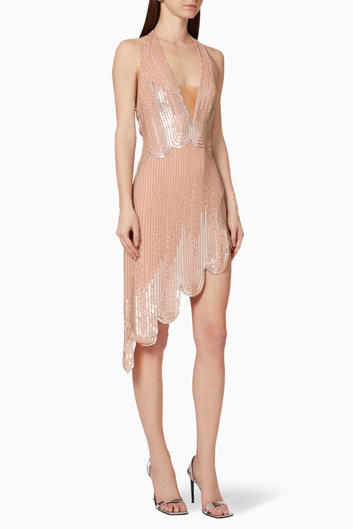 

Sequin Bead Georgette Dress, Pink