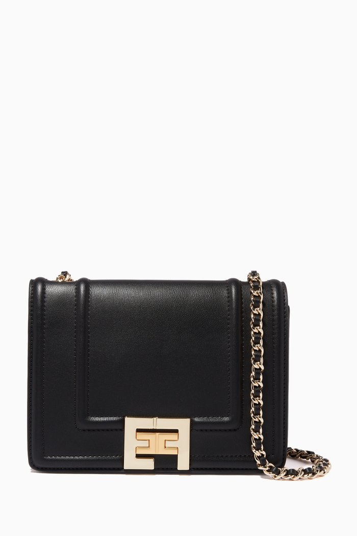 

Logo Shoulder Bag in Faux Leather, Black
