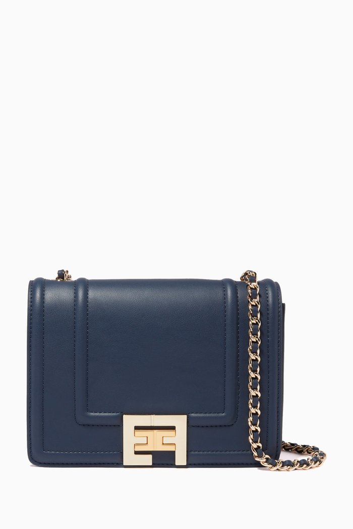 

Logo Shoulder Bag in Faux Leather, Blue