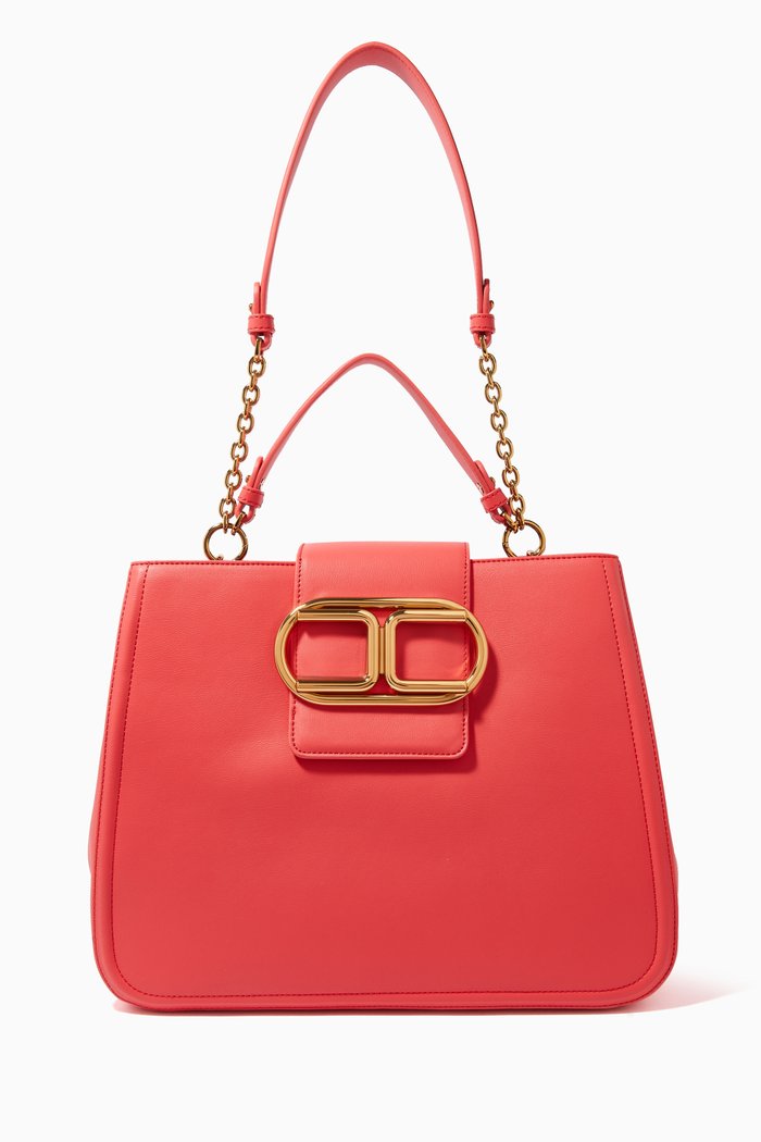 

Logo Tote Bag in Faux Leather, Red