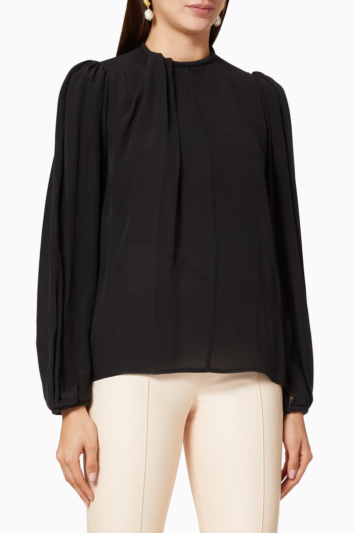 

Draped Silk Blouse, Black