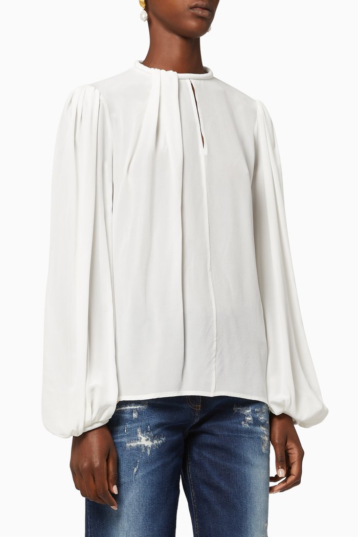 

Draped Silk Blouse, Neutral