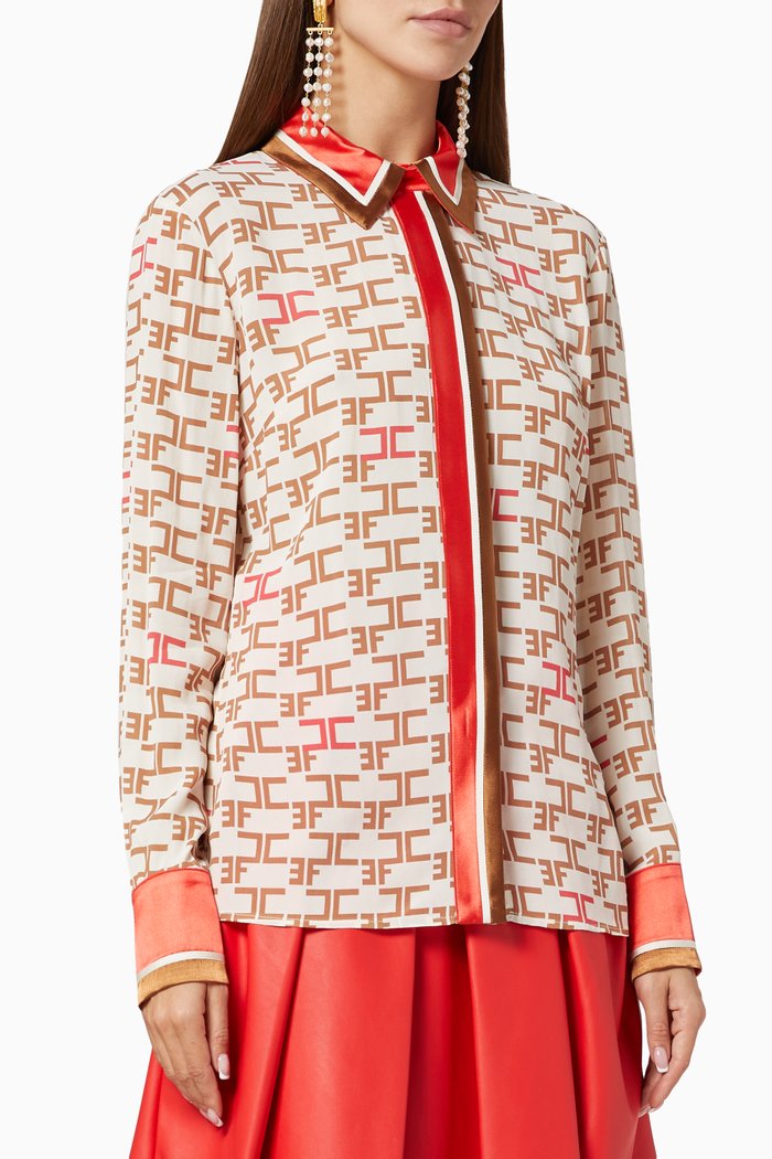 

Monogram Logo Viscose Blouse, White
