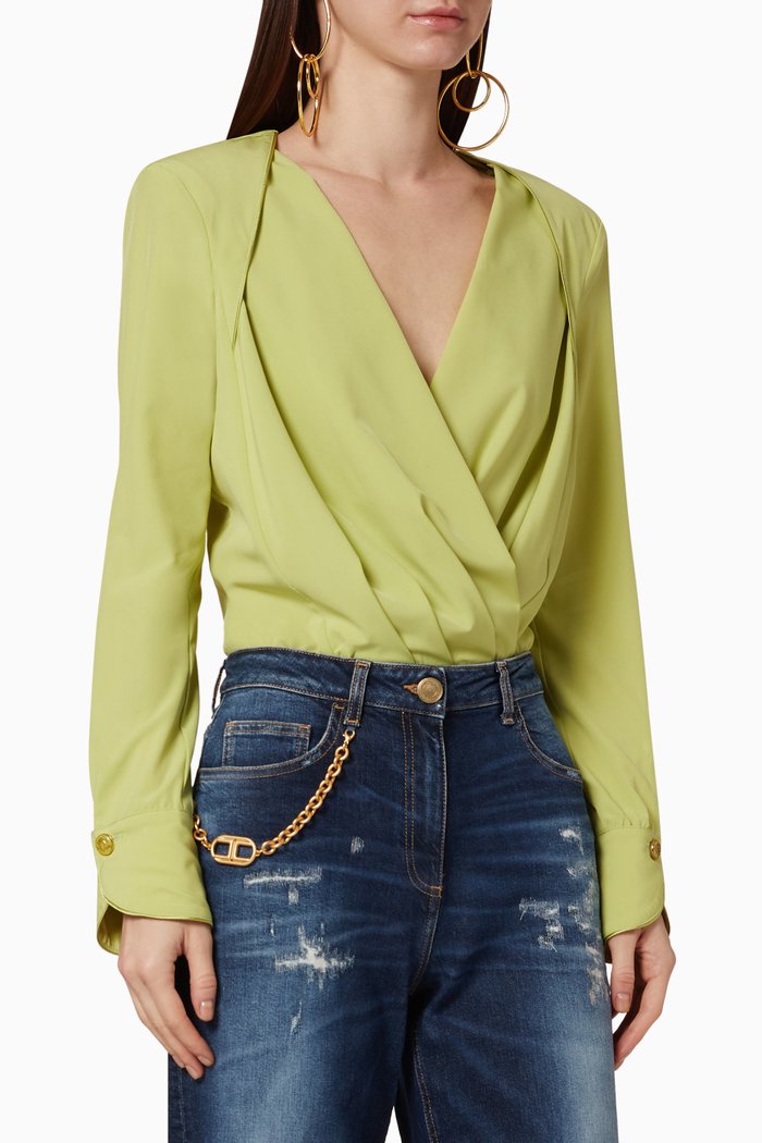 

Bi-Elastic Wrap Bodysuit, Green