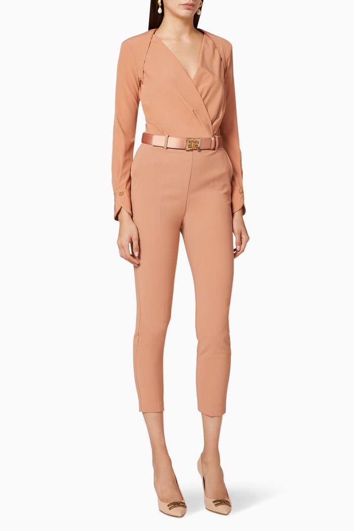 Bi-Elastic Wrap Bodysuit, Rose gold