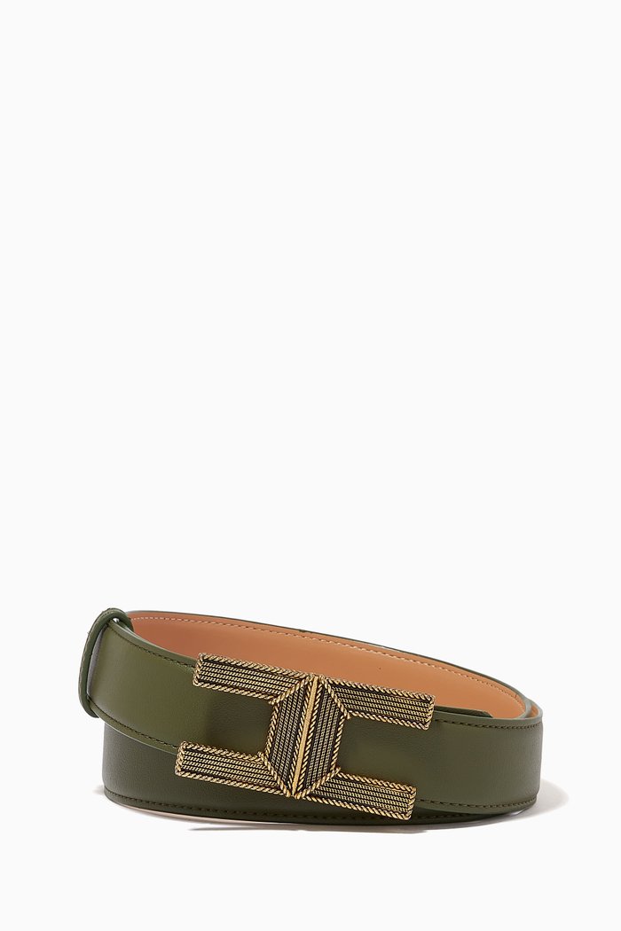 

Logo Belt in Faux Leather, Green