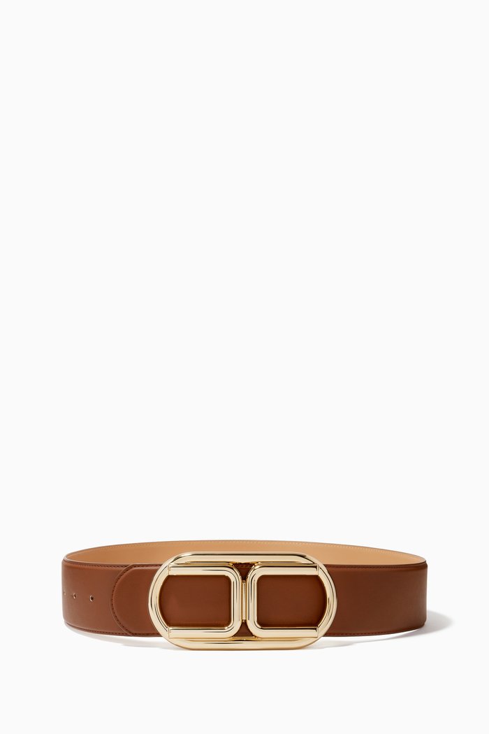 

Logo Belt in Faux Leather, Brown